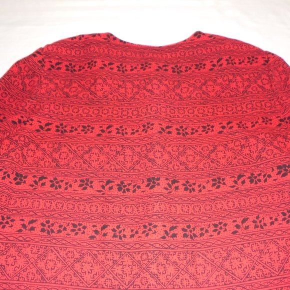 Blouse Long Seeve red black Button-down dressy shirt top wear to work - Picture 10 of 11